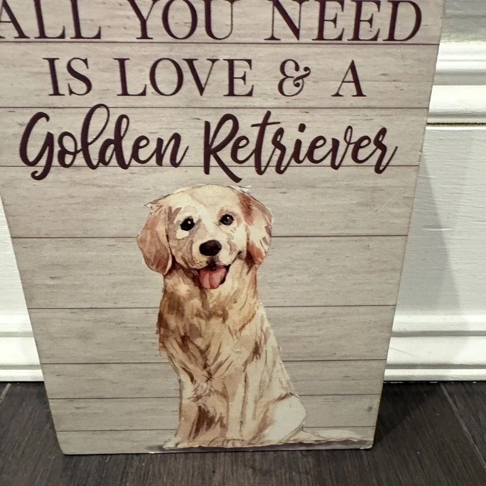 NWOT Golden Retriever 8 x 6 in All You Need Love & a Golden Retriever Wall Art